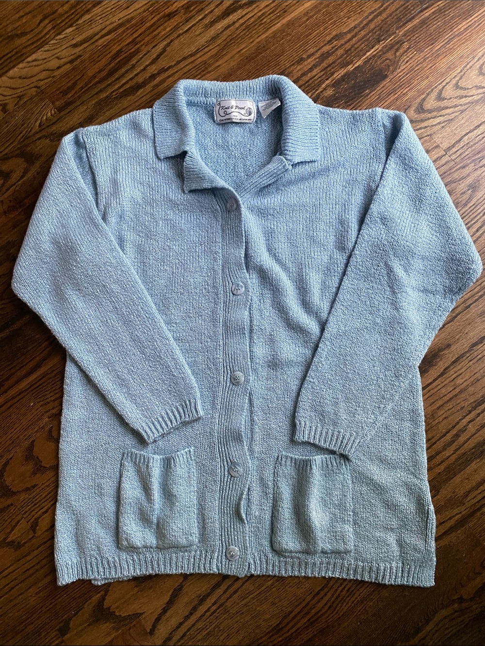 Light Blue Women's Collared Button-Front Cardigan